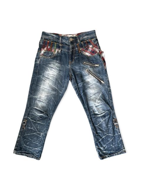 Other Designers Distressed Denim - NYLAUS Distressed Double Waist MultiZipper Punk Bondage Pant