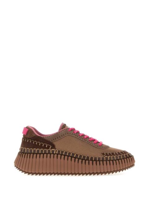 Chloé Chloe Women Brown Fabric And Suede Nama Sneakers