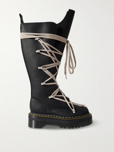 Rick Owens + Dr. Martens 1460 Quad Sole Pentalace Leather Knee Boots