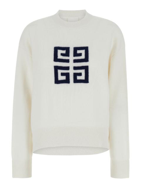 Givenchy Givenchy Women White Crewneck Sweater With 4G Logo On The Front In Cashmere Woman