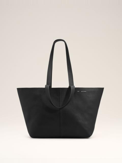 AMI Paris BLACK LEATHER MIDI TOTE BAG