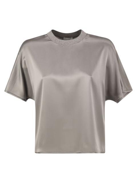 PESERICO Peserico Women Stretch Silk Blouse With Lurex Knit Neckline