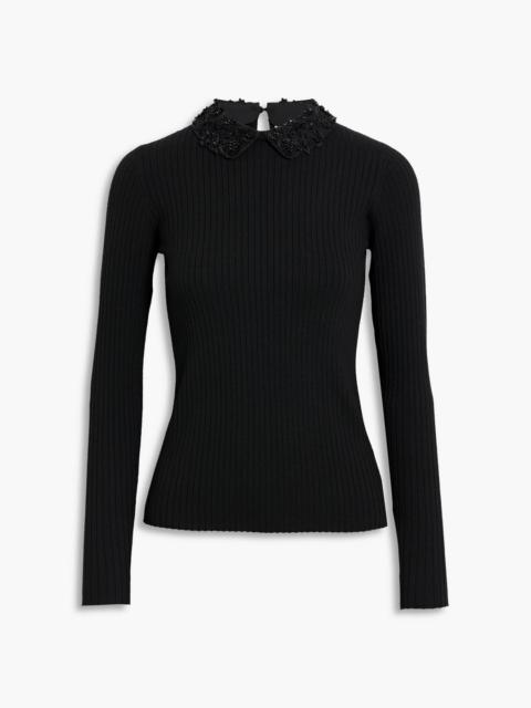 CAROLINA HERRERA Ribbed embellished wool sweater