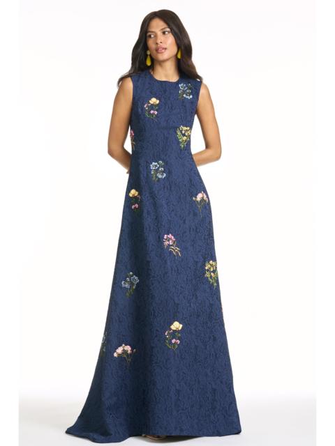 SACHIN & BABI EMBROIDERED RANI GOWN - MIDNIGHT