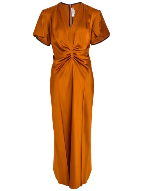 Victoria Beckham Victoria Beckham Eve Gathered Satin Midi Dress