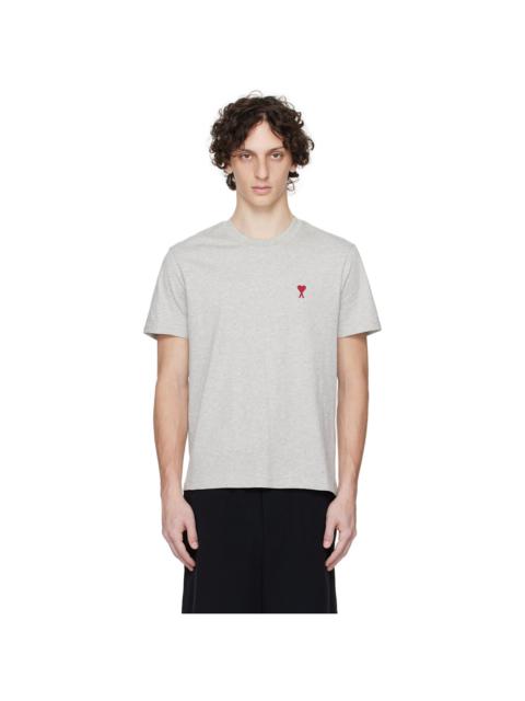 AMI Paris Gray Cotton Ami de Coeur T-shirt