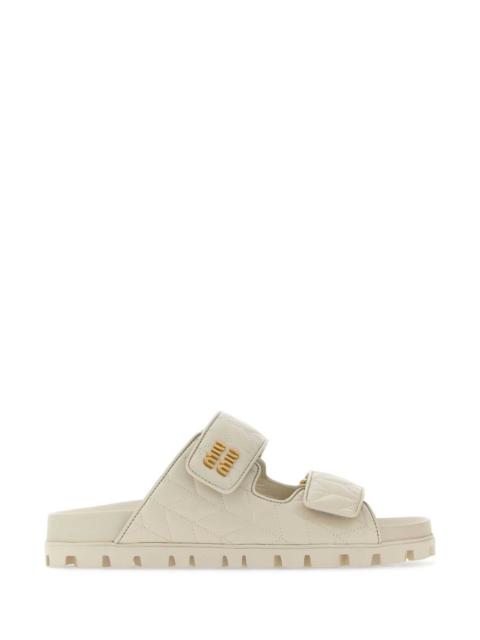 Miu Miu Miu Miu Women White Nappa Leather Slippers