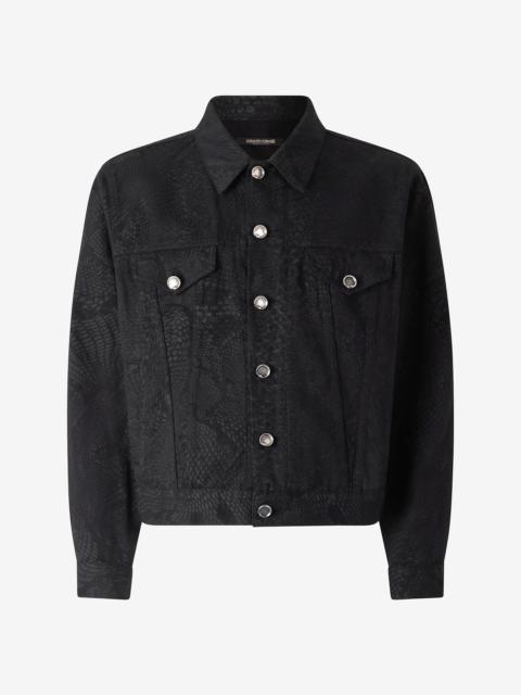 Roberto Cavalli Python-Print Denim Jacket