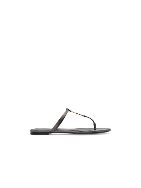 SAINT LAURENT SAINT LAURENT Cassandra Brown Flat Slide Sandals New & Authe