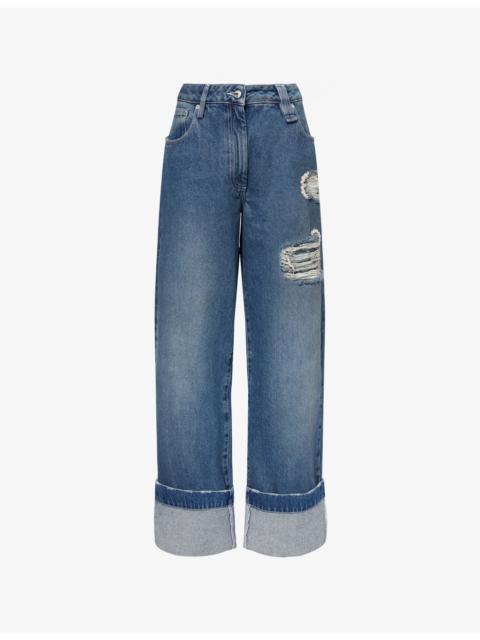 Simone Rocha Distressed Straight-Leg Denim Jeans