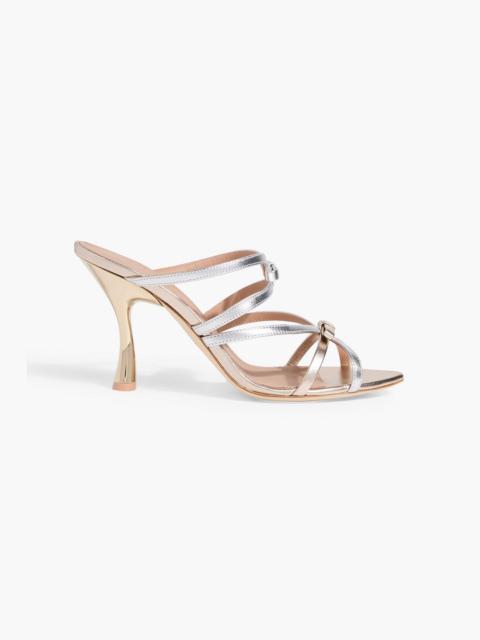 MALONE SOULIERS Bowrama 90 bow-detailed metallic leather mules