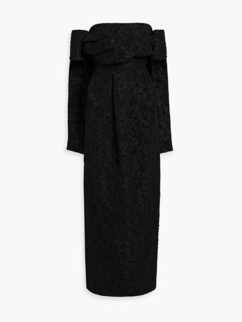 SIMKHAI Ariana strapless draped cloqué gown