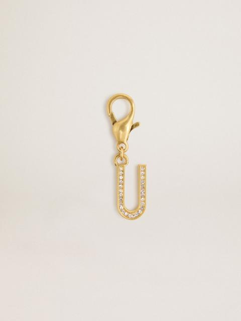 Golden Goose Letter U charm in gold-colored brass with crystals