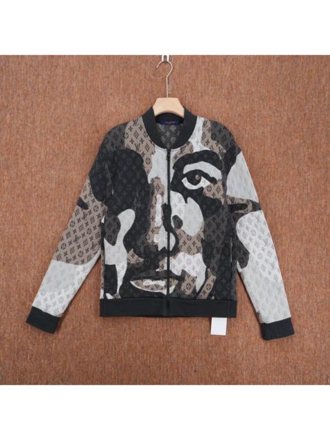 Louis Vuitton Louis Vuitton baseball jacket with all-over logo and abstract face print.