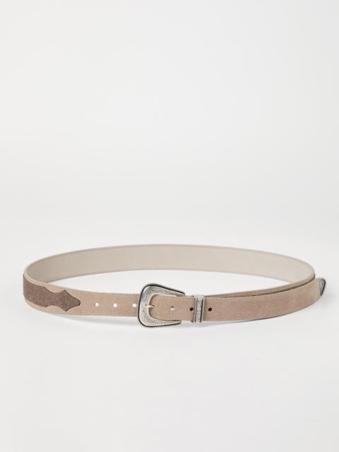 Brunello Cucinelli Two-tone reversed calfskin belt with detailed buckle and tip