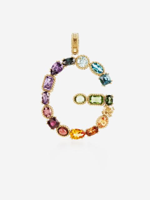 Dolce & Gabbana Charm G Lettering 18-carat yellow gold and multicolored gems