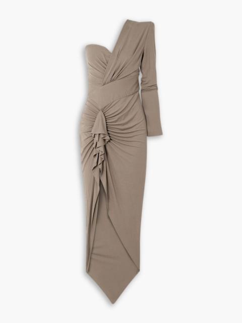 ALEXANDRE VAUTHIER Asymmetric one-sleeve ruffled stretch-jersey maxi dress