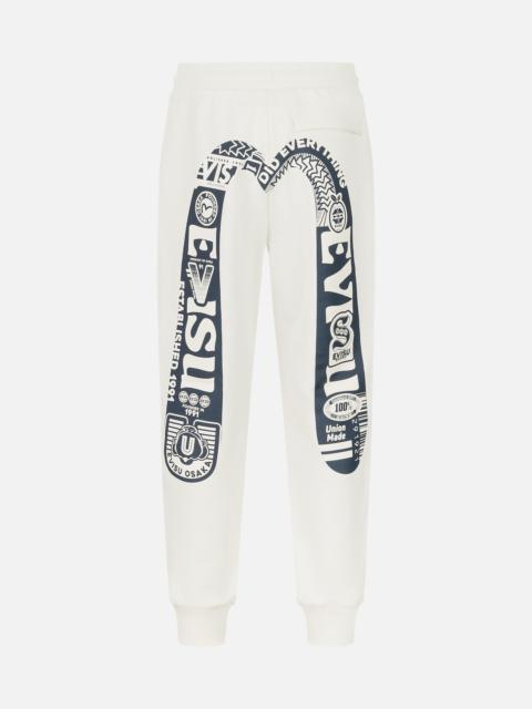EVISU Logo and Daicock Print Relax Fit Sweatpants