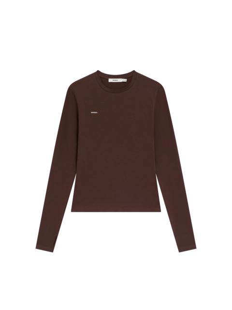 PANGAIA Womens Cotton-Stretch Long-Sleeved Top - Mahogany Brown