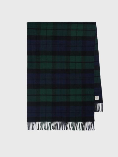 TOTEME Checked cashmere scarf midnight/green