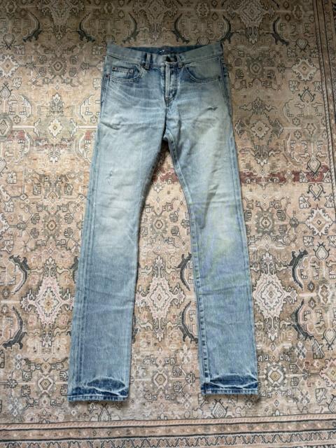 SAINT LAURENT Saint Laurent slpd02 blue washed distressed jeans