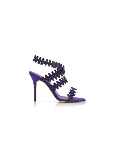 Manolo Blahnik Purple Suede Ankle Strap Sandals