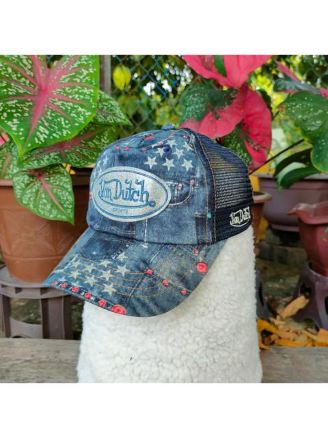 Other Designers Vintage VON DUTCH Denim Jeans Pattern Patches Trucker Cap
