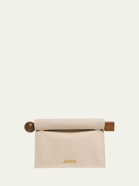JACQUEMUS La Rond Carré Linen Clutch Bag