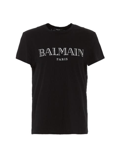 Balmain Balmain Paris Logo Embossed Cotton T-Shirt