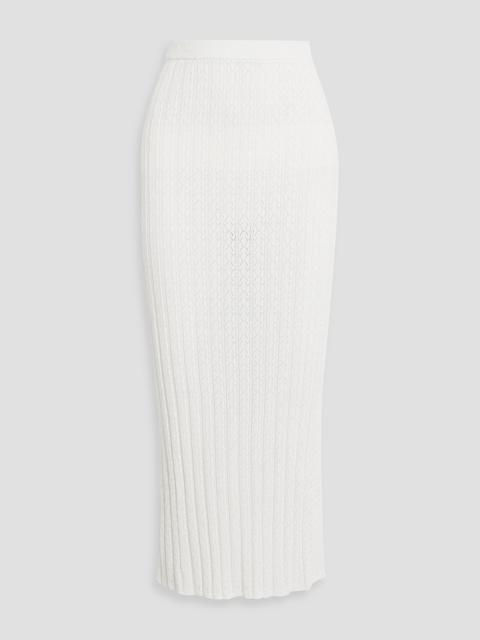 Loulou de Saison Dera ribbed pointelle-knit midi skirt