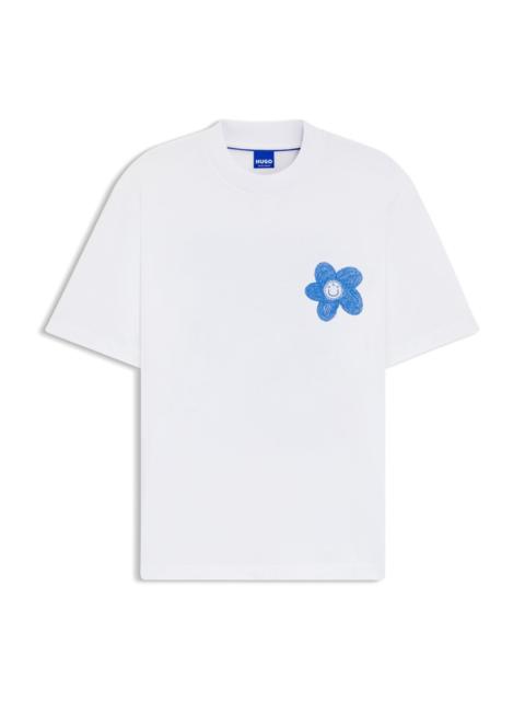 HUGO COTTON-JERSEY T-SHIRT WITH HAPPY HUGO LOGO ARTWORK