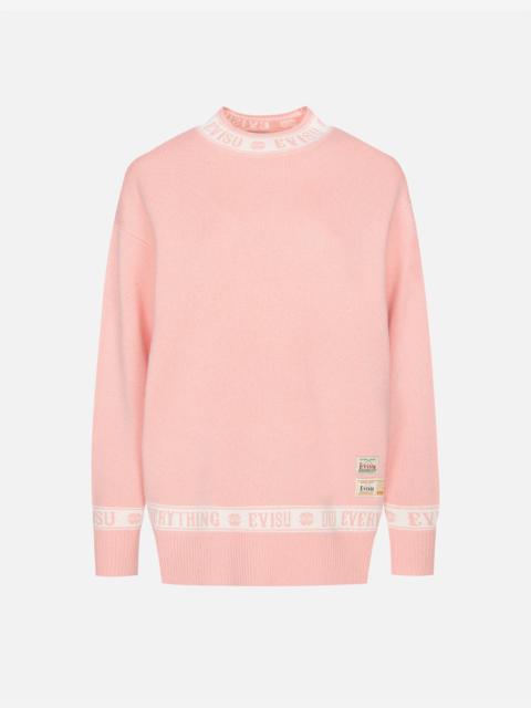 EVISU LOGO AND KAMON JACQUARD KNITTED SWEATER
