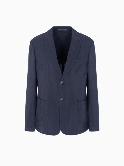 GIORGIO ARMANI SINGLE-BREASTED JACKET IN JACQUARD CUPRO