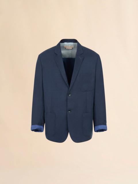 Marni DEEP BLUE SATIN SINGLE-BREASTED JACKET