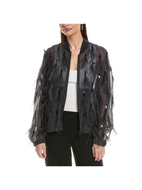 Brunello Cucinelli Brunello Cucinelli Feather Trim Silk Jacket