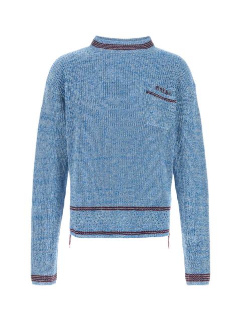 Marni Marni Men Melange Light Blue Cotton Sweater