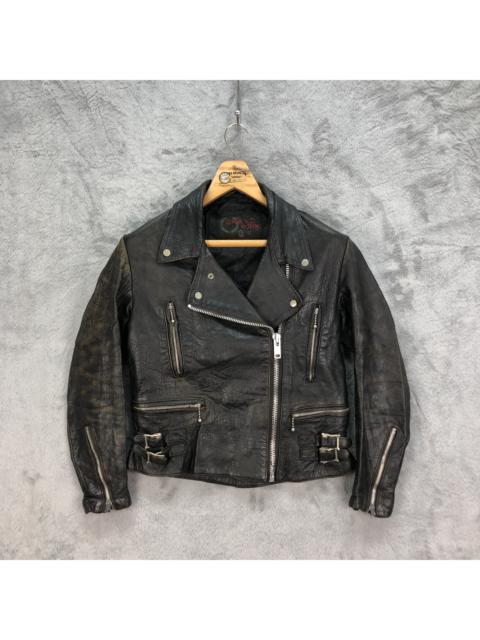 Other Designers Very Rare - VINTAGE GRAND PRIX LEATHER DOUBLE COLLAR JACKET #5094-33