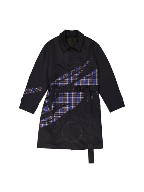 Other Designers Redemptive - Redemptive Men's Navy And Blue Check Seamless Bonding Pattern Coat