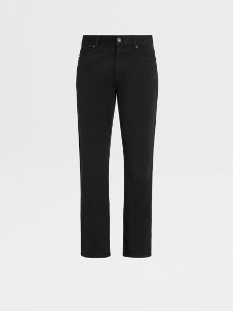 ZEGNA BLACK STRETCH COTTON ROCCIA JEANS