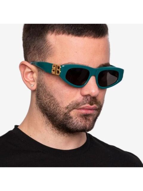 BALENCIAGA SALE! NEW Balenciaga BB0095S 005 Green Gold Logo Grey Cat Eye Unisex Sunglasses