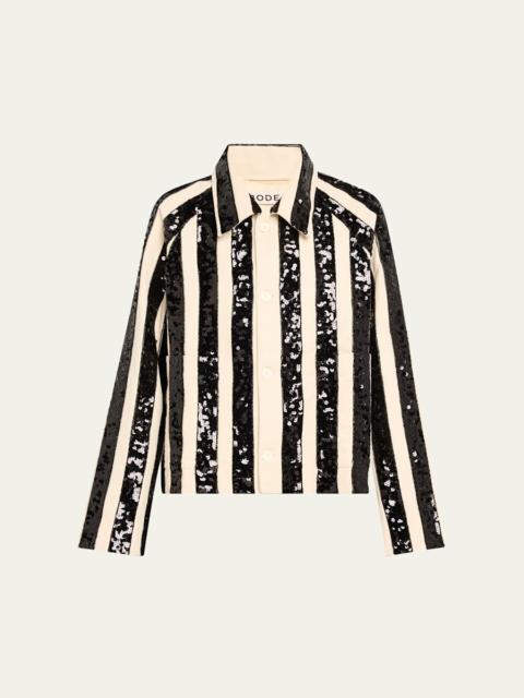 BODE Grandstand Sequined Stripe Cropped Jacket