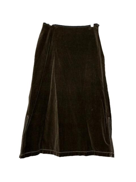 Other Designers Sundance Velvet Midi Skirt A Line Back Zipper Side Slits Hem 100% Cotton Brown 6
