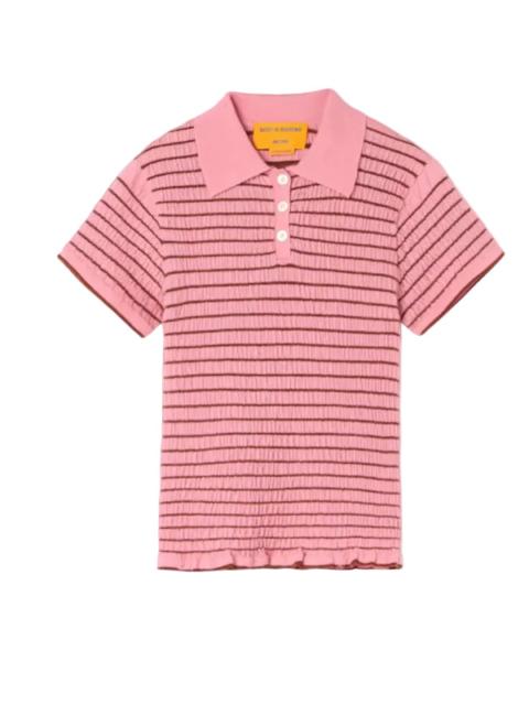 GUEST IN RESIDENCE Smocked Shrunken Polo in Sprinkle/Burnt Sienna