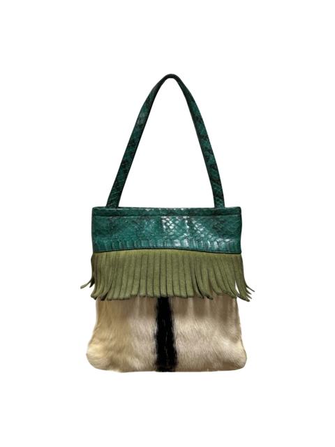 MIU MIU Fall Winter 1999 Python Unborn Calf Leather Fringe Tote Bag