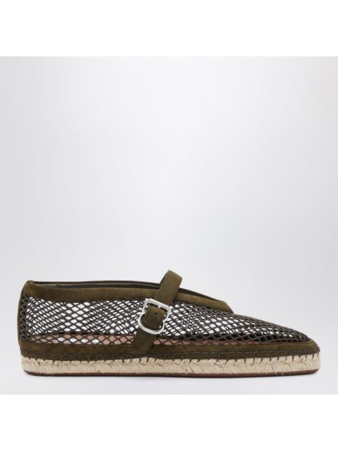 Alaïa Alaia Flat Espadrilles In Mesh And Suede, Camouflage Green Women