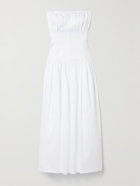 TOVE Lauryn Strapless Gathered Cotton-blend Midi Dress