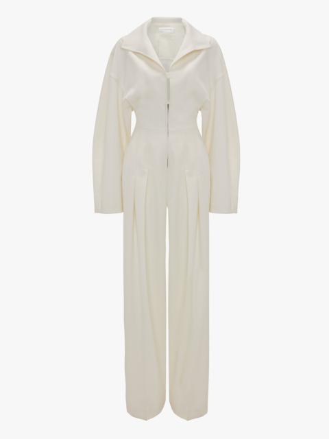 Victoria Beckham Tab Detail Jumpsuit In Ivory