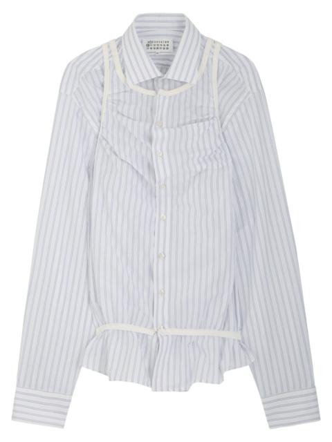 Maison Margiela Gathered Striped Cotton Shirt