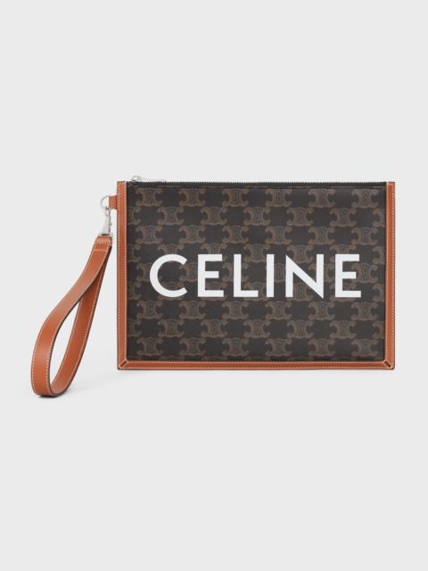 SMALL FLAT POUCH WITH STRAP in Triomphe canvas with celine print