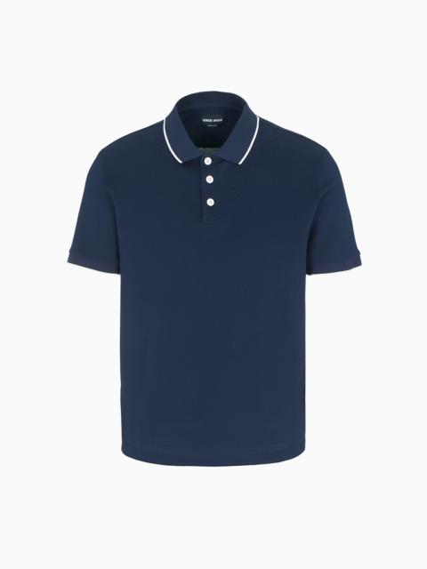 GIORGIO ARMANI Piqué polo shirt in lisle cotton yarn